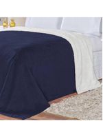 Cobertor Pele De Carneiro Sherpa Alaska Queen 01 Peça - Marinho