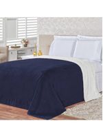 Cobertor Pele De Carneiro Sherpa Alaska Queen 01 Peça - Marinho