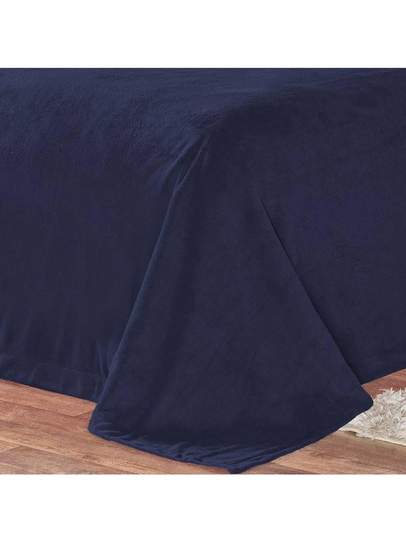 Cobertor Pele De Carneiro Sherpa Alaska Queen 01 Peça - Marinho