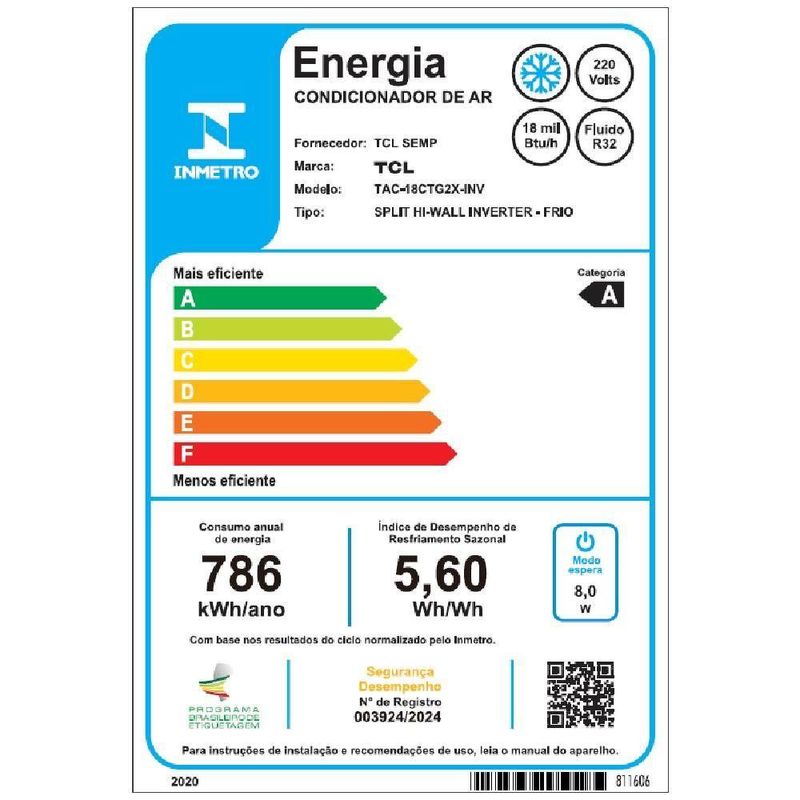 Ar Condicionado Split Inverter TCL T-PRO 20 18000 BTUs Frio 220V TAC-18CTG2X-INV