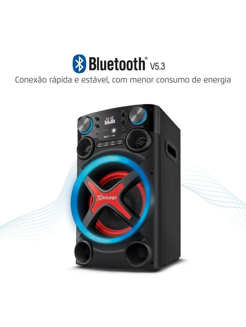 Torre De Som Mondial TM-1200-B Luzes Bluetooth 1200W RMS App Bivolt