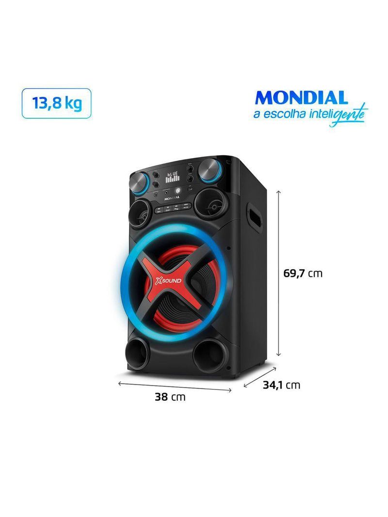 Torre De Som Mondial TM-1200-B Luzes Bluetooth 1200W RMS App Bivolt