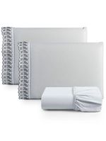 Jogo De Lençol King Suave Barrado Lese 3 Peças Barato - Cinza