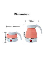 Chaleira Eletrica Dobravel Jarra Bule Silicone 600w 110V 600ml Portatil - rosa