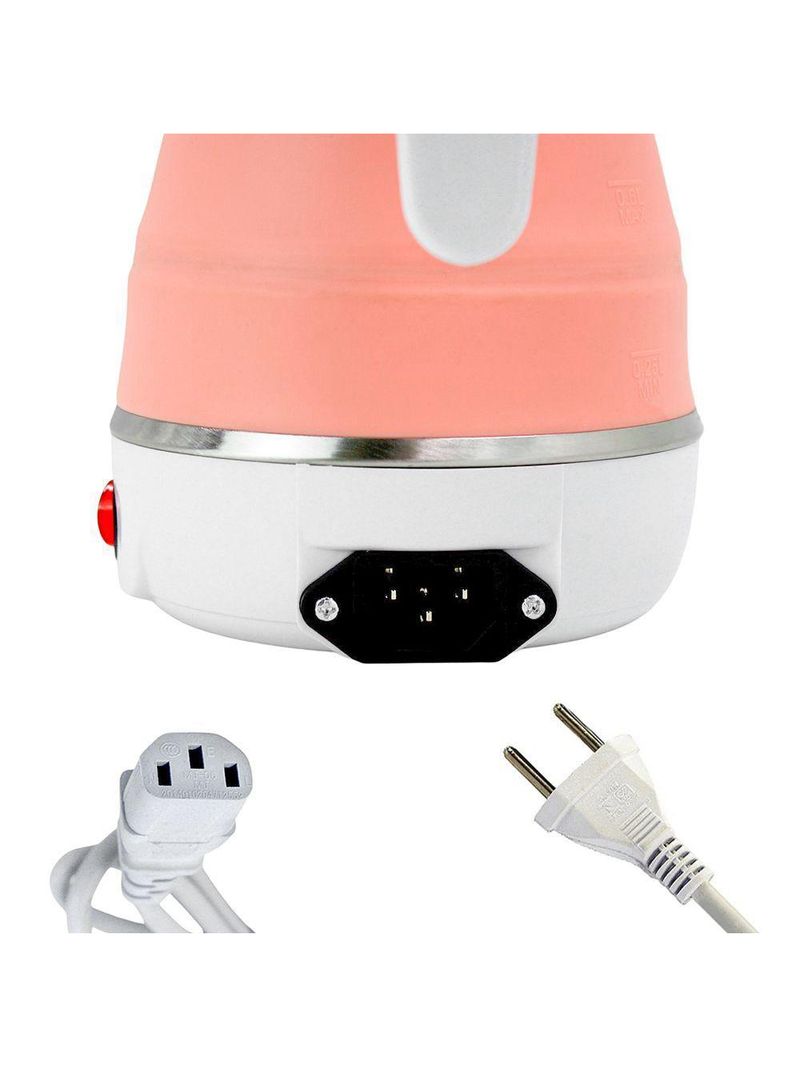 Chaleira Eletrica Dobravel Jarra Bule Silicone 600w 110V 600ml Portatil - rosa