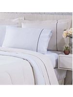 Kit Edredom 100% Algodão Percal 150 Fios Dupla Face King + Jogo De Cama Gran Moratta 7 Peças - Branco/ Palha