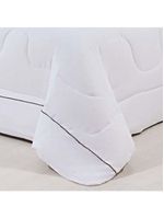 Kit Edredom 100% Algodão Percal 150 Fios Dupla Face King + Jogo De Cama Gran Moratta 7 Peças - Branco/ Palha