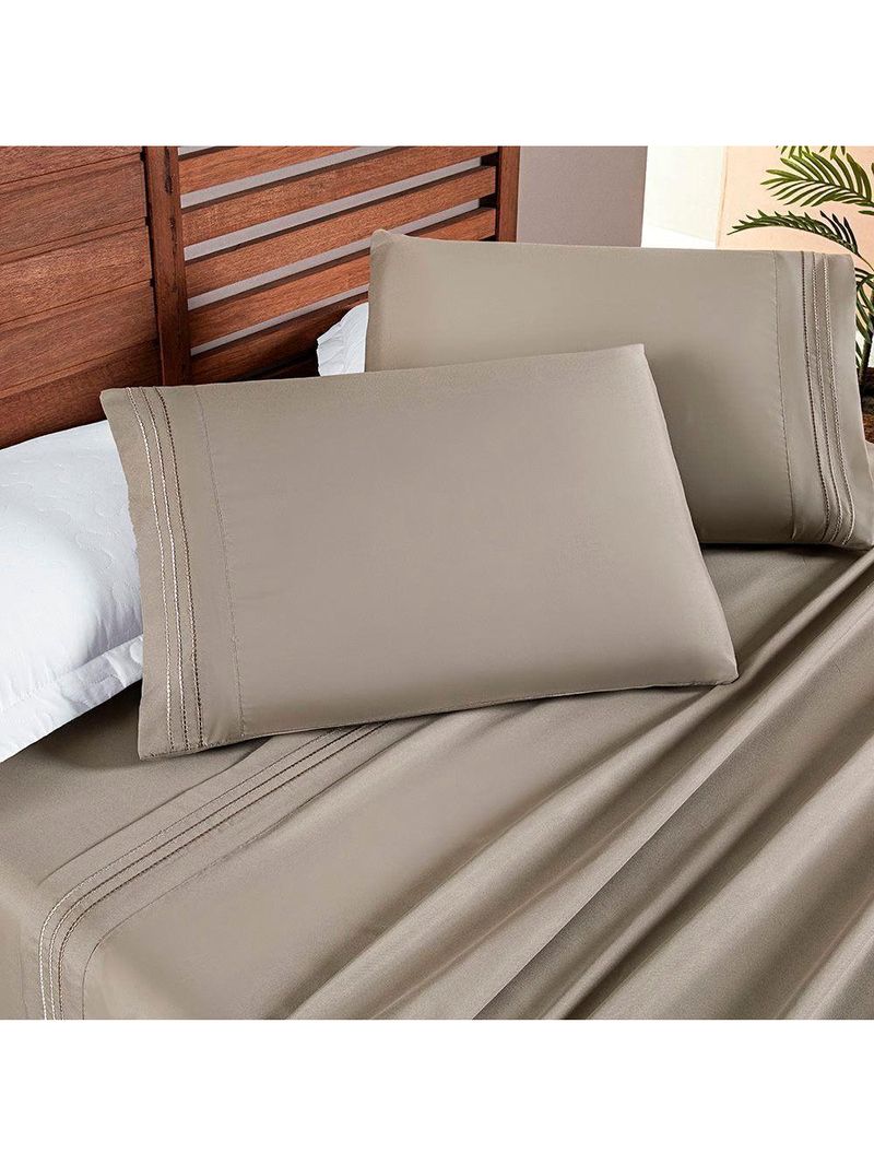 Jogo De Cama Allegra Casal Padrão 04 Peças - Taupe