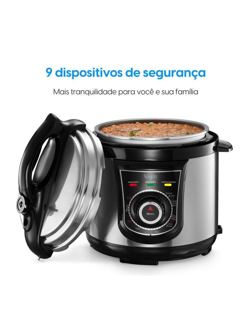 Panela De Pressão Elétrica - 10 Funções Timer Trava De Segurança 840W 110V