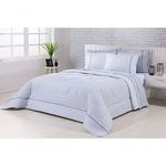 Kit Edredom 100% Algodão Percal 150 Fios Dupla Face Solteiro Jogo De Cama 5 Peças - Cinza-branco