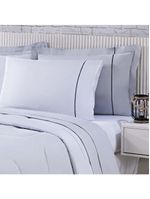 Kit Edredom 100% Algodão Percal 150 Fios Dupla Face Solteiro Jogo De Cama 5 Peças - Cinza-branco