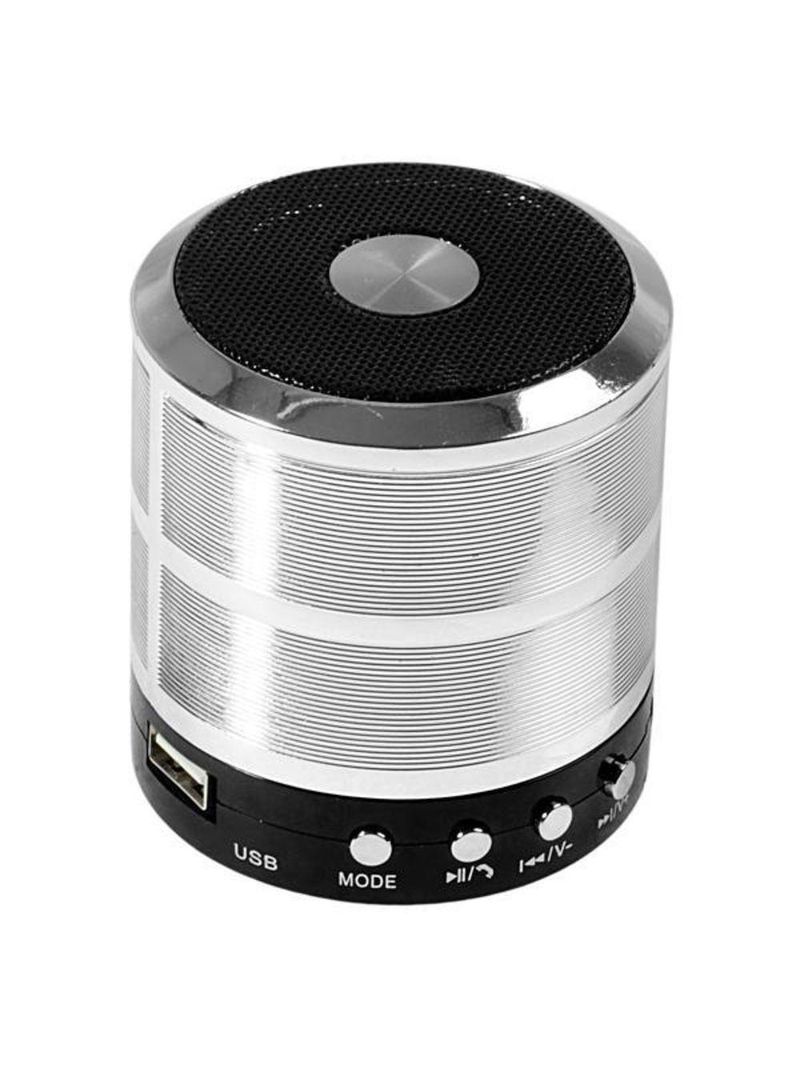 Mini Caixa De Som Speaker Com Bluetooth Usb Ws-887 Prata