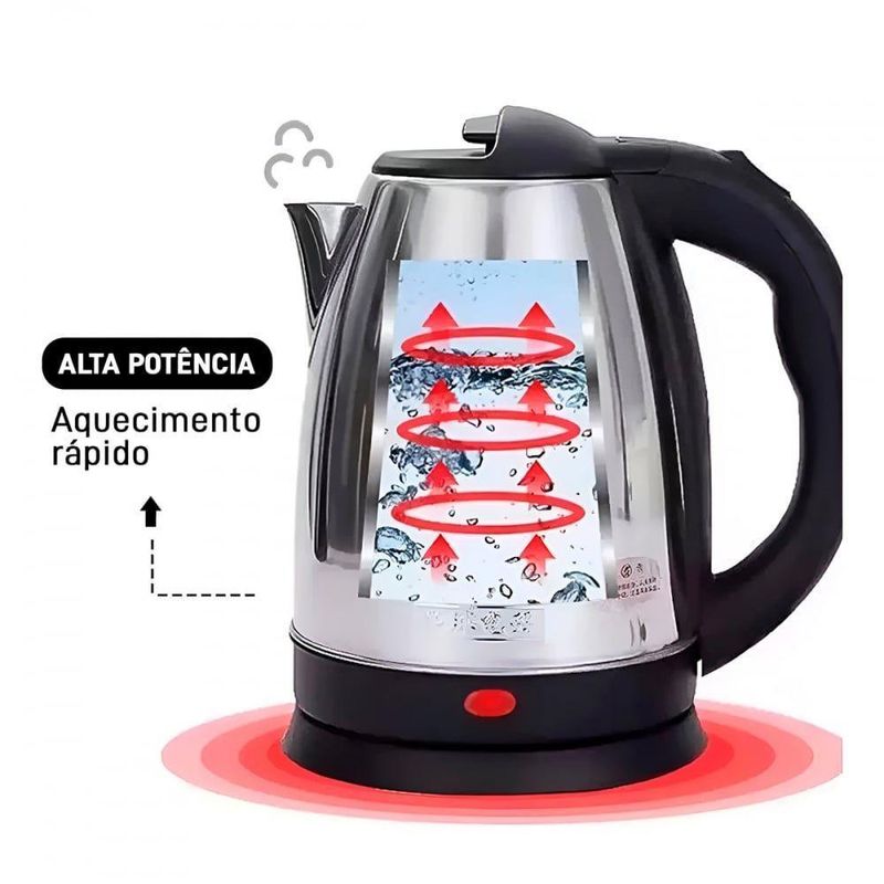 Chaleira Elétrica Carisma 1100W 1,8L Aço Inox Azul 110V para Preparo Rápido de Bebidas