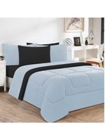 Edredom Malha 100% Algodão Gran Moratta 1 Peça Casal - Azul Bebê-preto