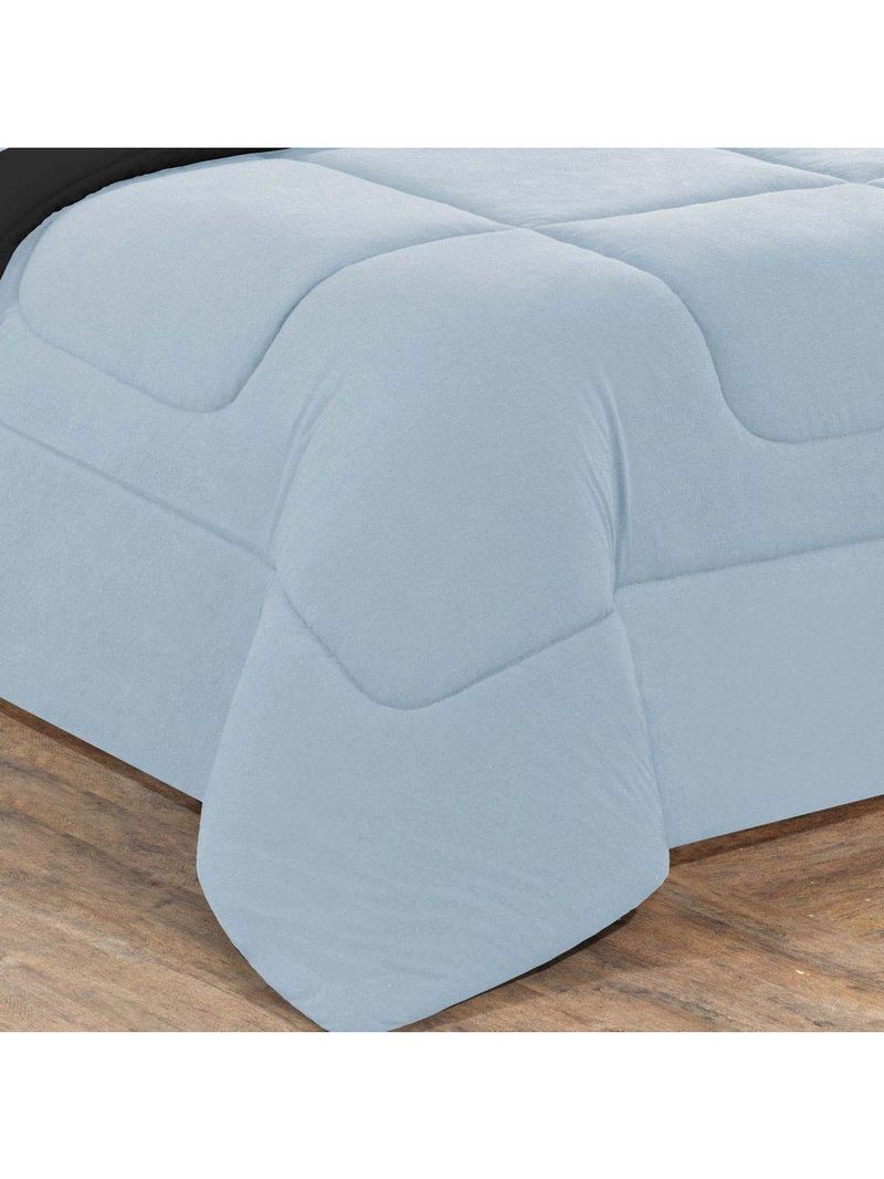 Edredom Malha 100% Algodão Gran Moratta 1 Peça Casal - Azul Bebê-preto