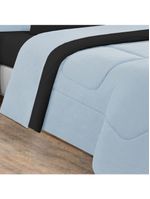 Edredom Malha 100% Algodão Gran Moratta 1 Peça Casal - Azul Bebê-preto