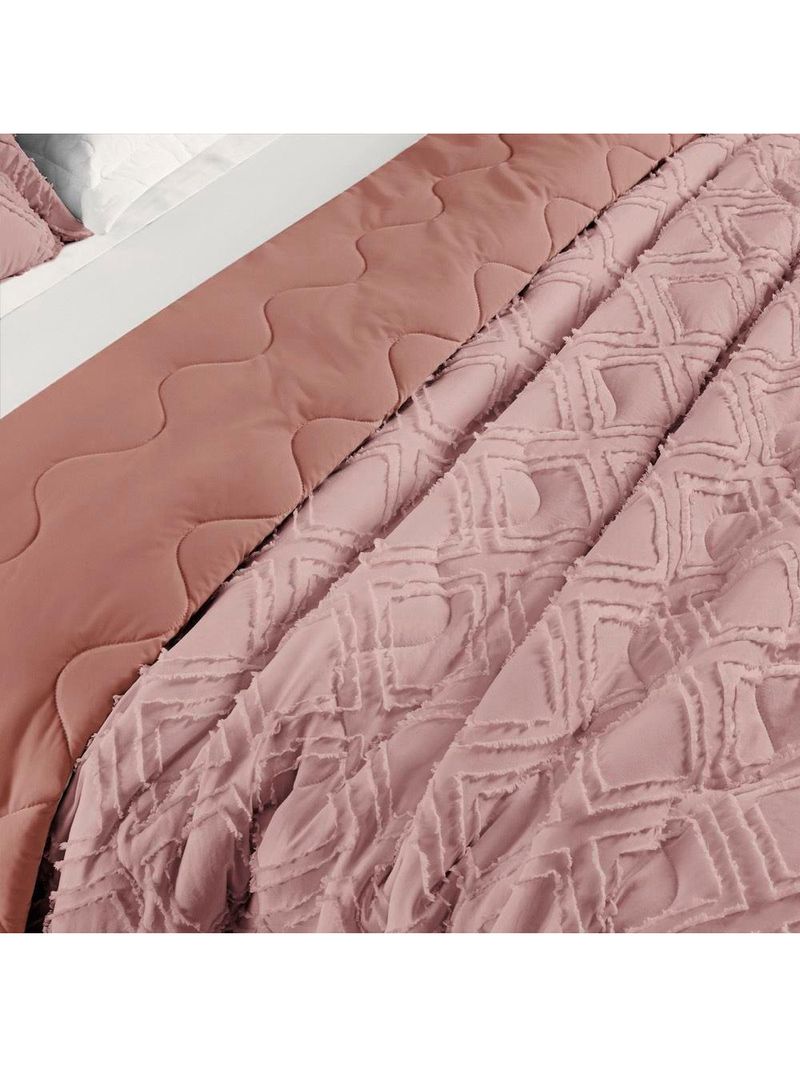 Cobre Leito Aveline Casal Padrão 03 Peças - Rosê