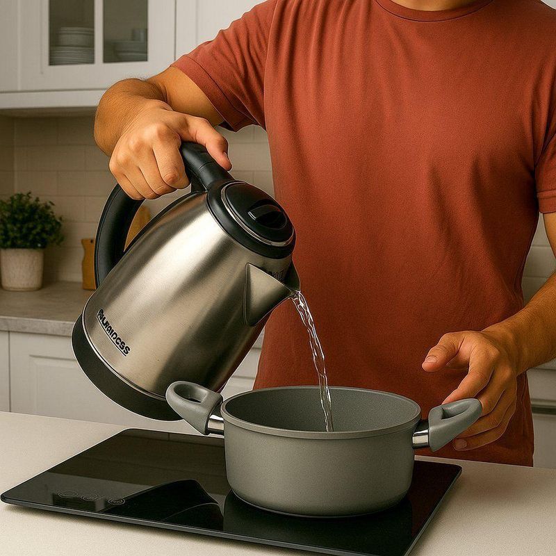 Chaleira Elétrica Startools 1000W 2L em Aço Inox Preto e Inox 110V