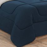 Kit Edredom + Jogo De Lençol Malha 100% Algodão Gran Moratta 7 Peças Queen - Azul Marinho-palha