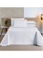 Cobre Leito Madri Percal 200 Fios 100% Algodão Casal Padrão 03 Peças - Branco