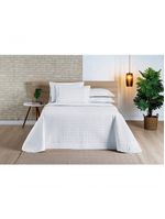 Cobre Leito Madri Percal 200 Fios 100% Algodão Casal Padrão 03 Peças - Branco