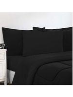 Kit Edredom + Jogo De Lençol 100% Algodão Gran Moratta 6 Peças Queen Preto-preto