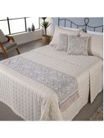 Kit Peseira Grécia 5 Peças King 60% Algodão - 40% Poliéster Tecido Jacquard Acompanha Almofadas Cheias - Cáqui