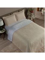 Cobre Leito Solteiro 2 Peças Clara 100% Poliéster - Branco/cáqui