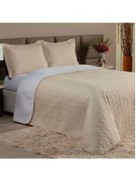 Cobre Leito Solteiro 2 Peças Clara 100% Poliéster - Branco/cáqui