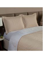 Cobre Leito Solteiro 2 Peças Clara 100% Poliéster - Branco/cáqui