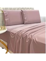 Jogo Lençol Queen Grace Bordado 4pç 100% Poliéster - Malva