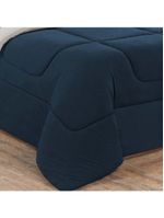 Edredom Malha 100% Algodão Gran Moratta 1 Peça Solteiro - Azul Marinho-palha