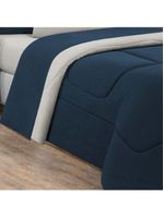 Edredom Malha 100% Algodão Gran Moratta 1 Peça Solteiro - Azul Marinho-palha