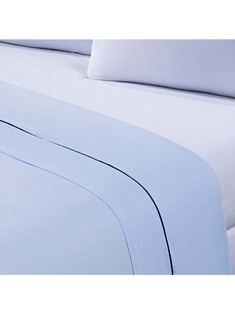 Jogo De Cama Lençol 100% Algodão Percal 150 Fios Casal Gran Moratta 4 Peças - Branco E Azul