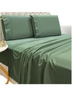 Jogo Lençol Casal Grace Bordado 4pç 100% Poliéster - Esmeral