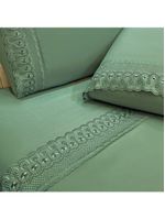 Jogo Lençol Casal Grace Bordado 4pç 100% Poliéster - Esmeral