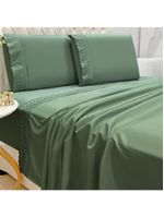 Jogo Lençol Casal Grace Bordado 4pç 100% Poliéster - Esmeral