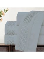 Jogo Lençol Casal Elegance Bordado 4pç 100% Poliéster - Cinza