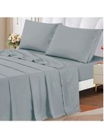 Jogo Lençol Casal Elegance Bordado 4pç 100% Poliéster - Cinza