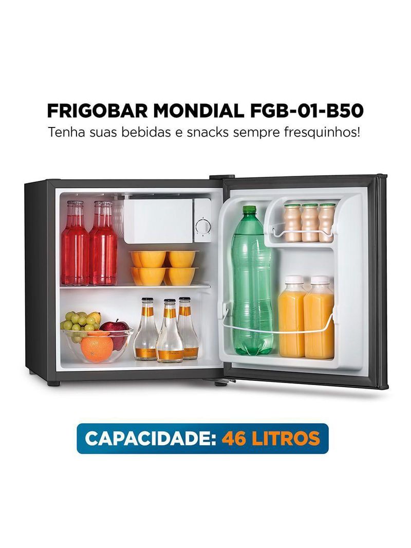 Frigobar Mondial 46L Porta Reversível Preto FGB-01-B50 110V