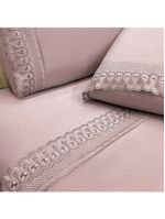 Jogo Lençol Casal Grace Bordado 4pç 100% Poliéster - Malva