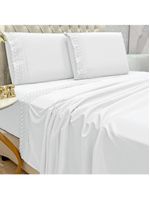 Jogo Lençol Queen Grace Bordado 4pç 100% Poliéster - Branco