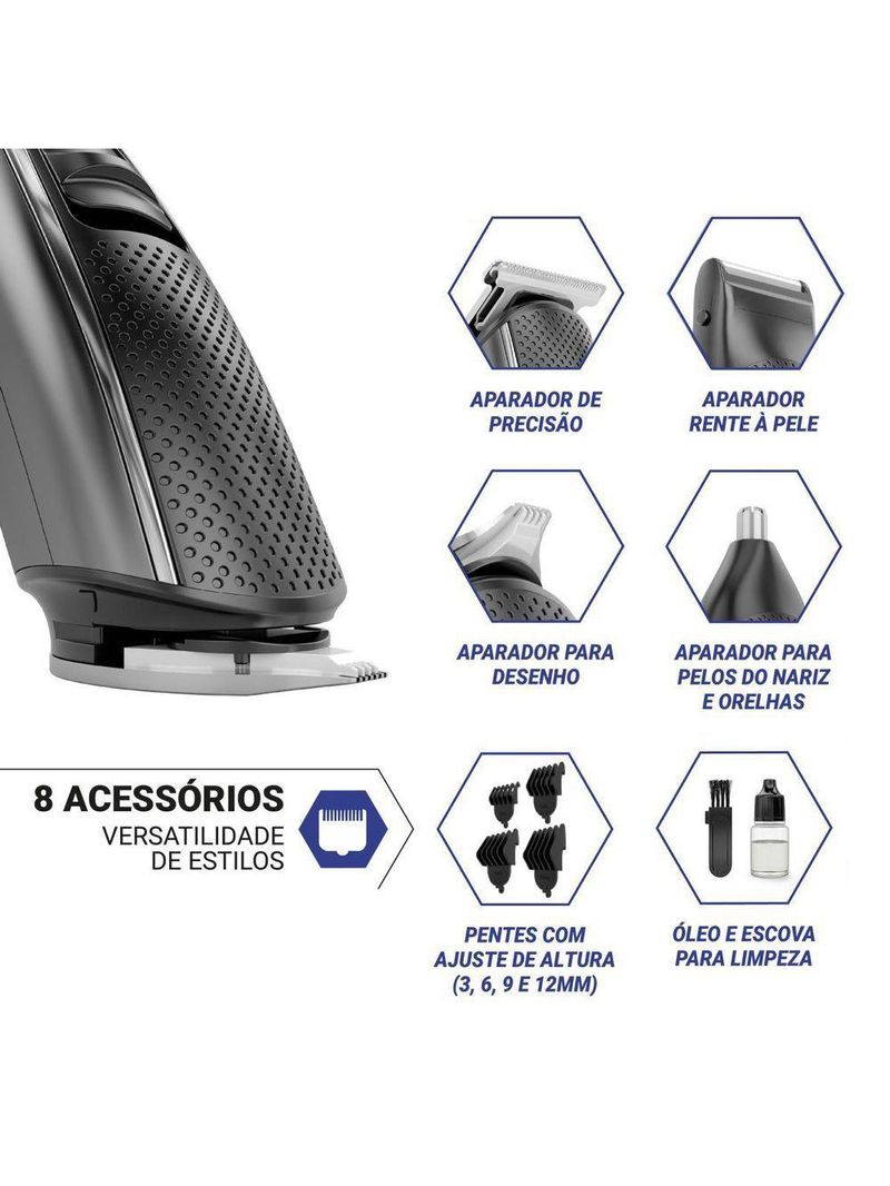 Aparador De Pelos Philco 8 Acessórios Pape01 Bivolt Bivolt