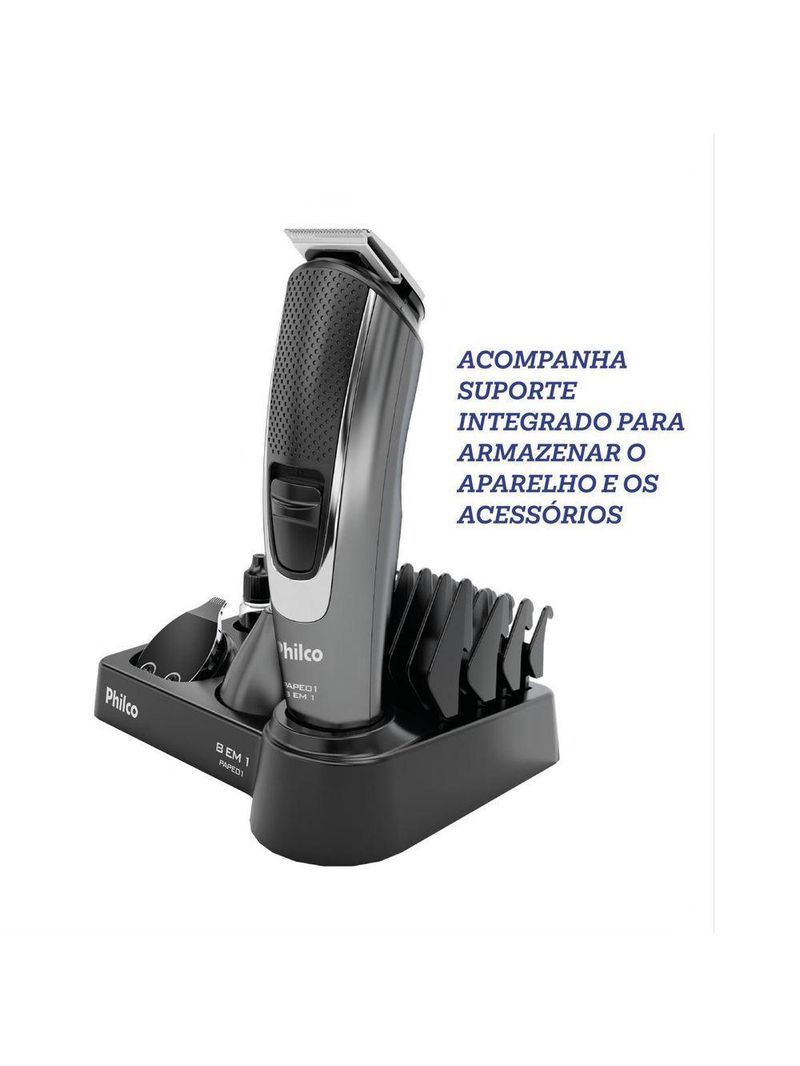Aparador De Pelos Philco 8 Acessórios Pape01 Bivolt Bivolt