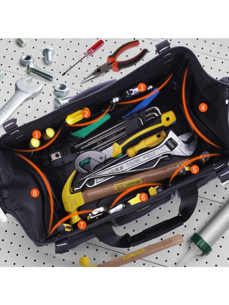 Bolsa Ferramentas Fundo Borracha Maleta Mala Profissional Reforcada 14 Bolsos Eletricista Pedreiro