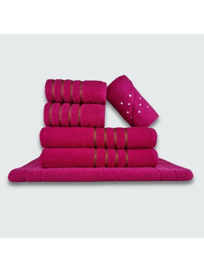 Jogo De Toalha 6 Peças Coleção Montreal 100% Algodão Rosa