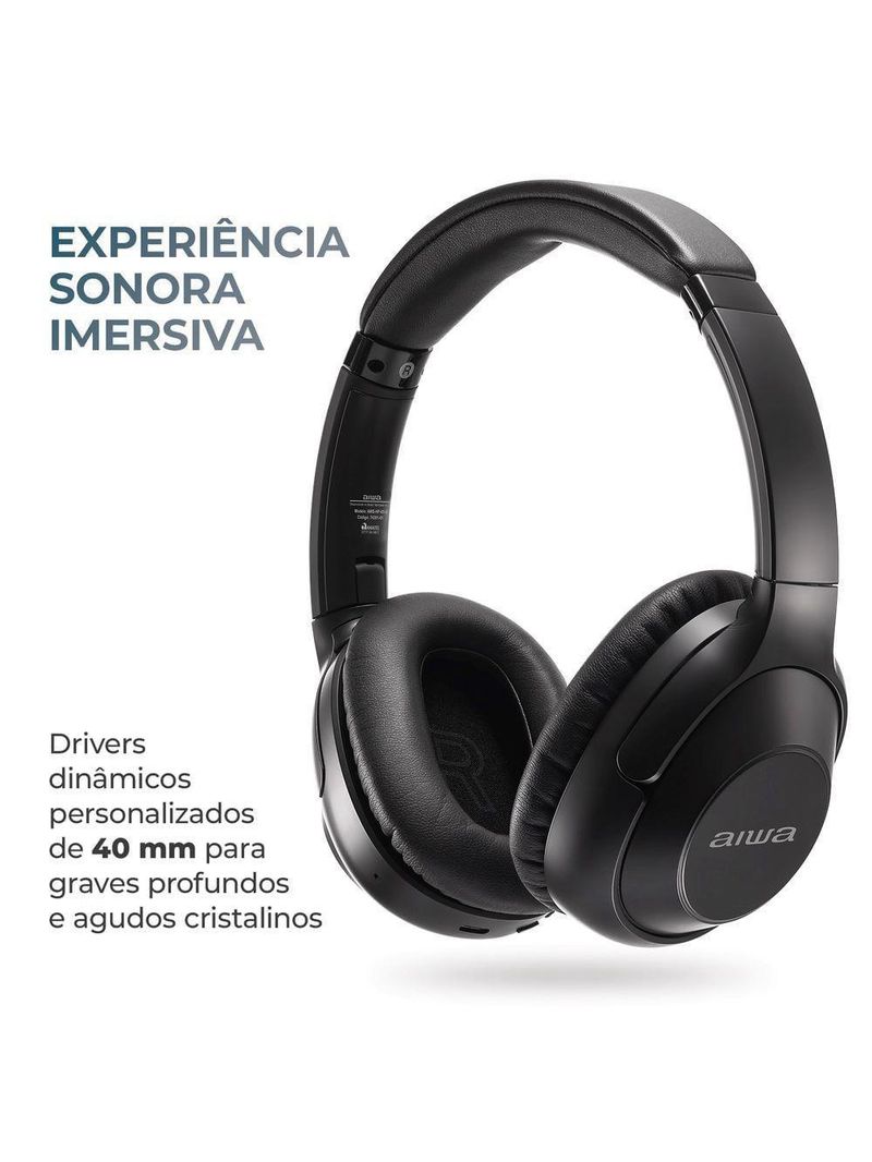 Fone De Ouvido Headphone Aiwa HP-05 Hi-Fi ANC NFC BT APP Bivolt