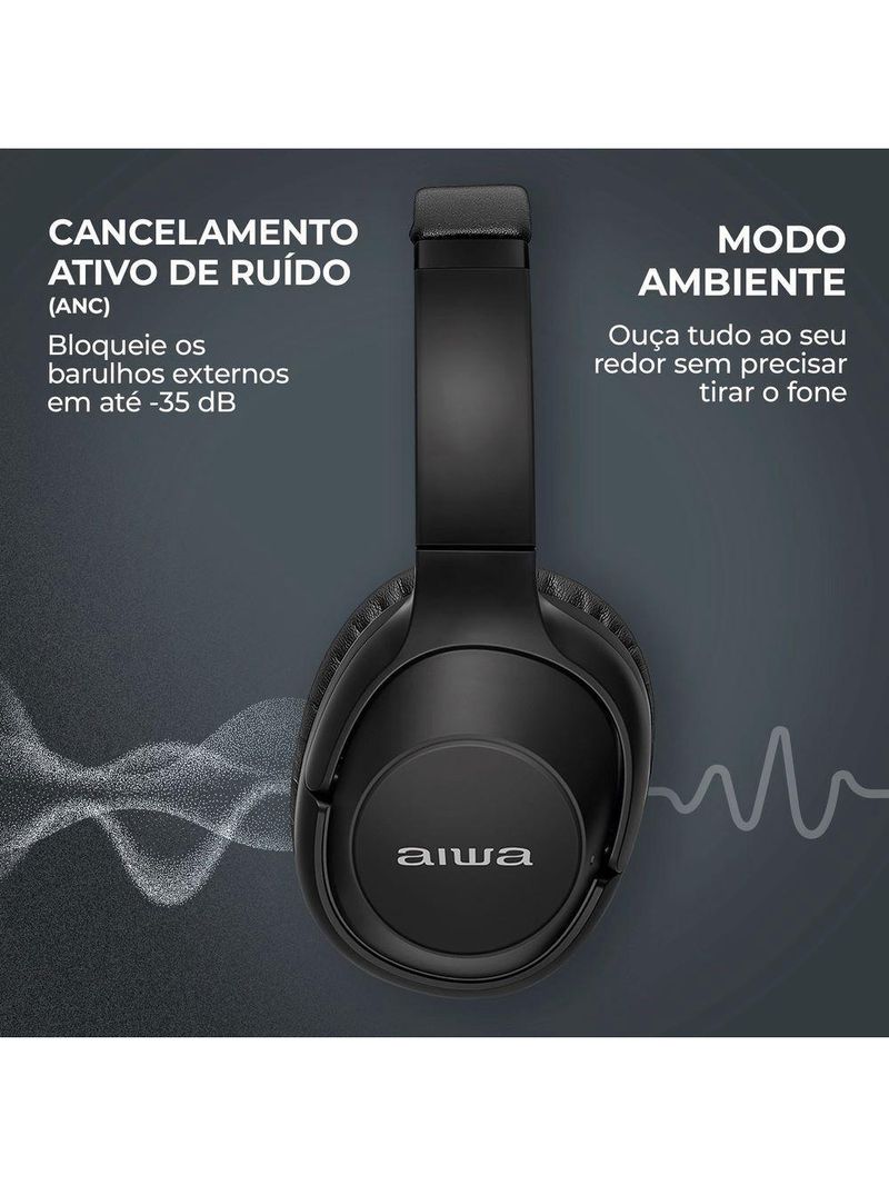Fone De Ouvido Headphone Aiwa HP-05 Hi-Fi ANC NFC BT APP Bivolt