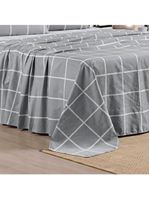 Jogo De Lençol Minimalista King 4 Peças Percal 200 Fios Quadriculado - Cinza - 100% Poliéster