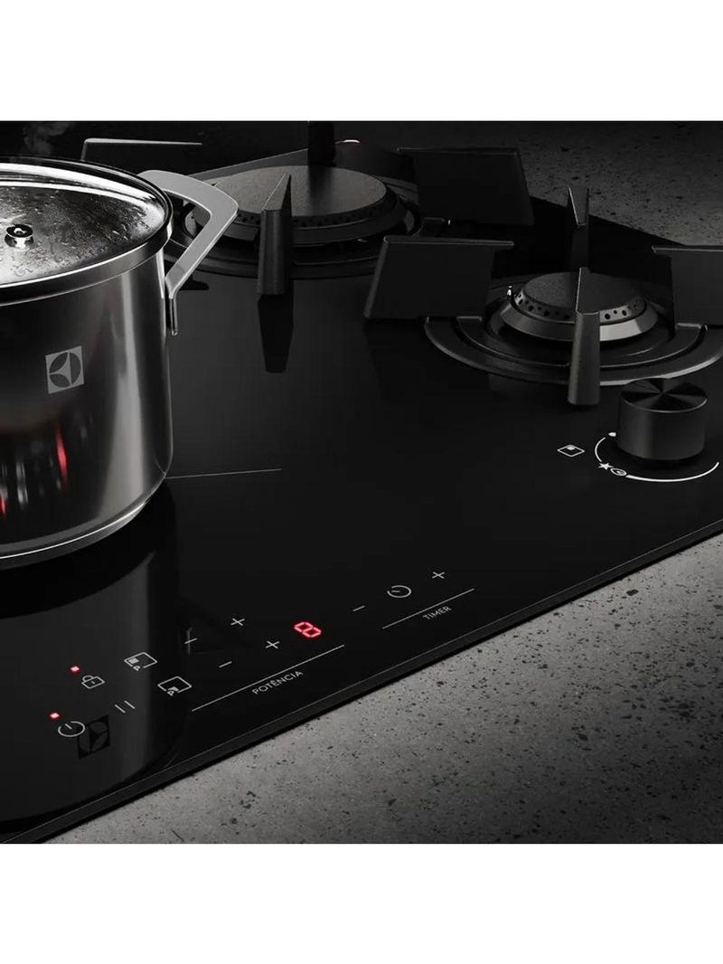 Cooktop 4 Bocas De Indução E A Gás Electrolux Híbrido 2 De Indução E 2 A Gás IE62H 220V